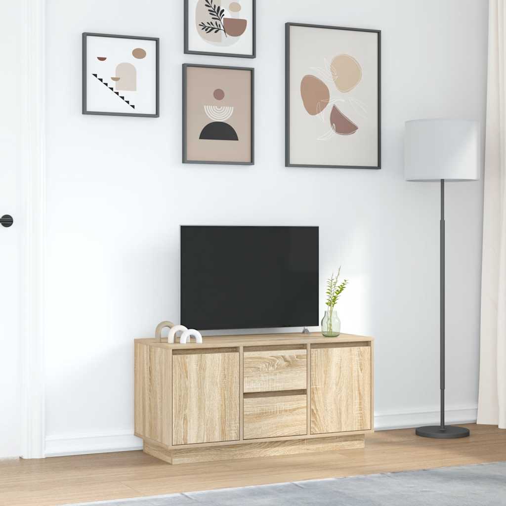 TV cabinet with LED lights, oak, 100x41x50 cm