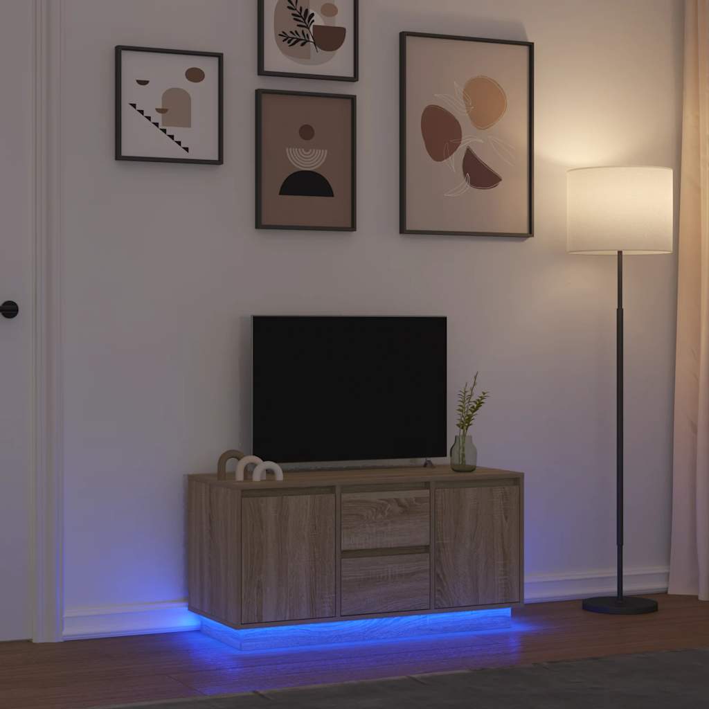TV spintelė su LED lemputėmis, ąžuolo spalvos, 100x41x50 cm