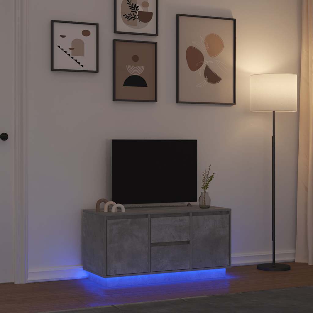 TV spintelė su LED lemputėmis, betono pilka, 100x41x50 cm