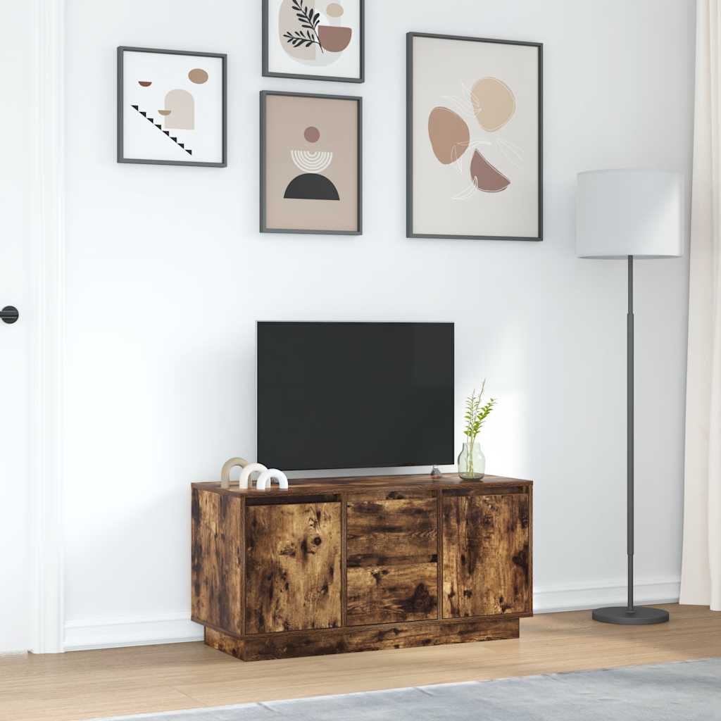 TV spintelė su LED apšvietimu, dūminio ąžuolo, 100x41x50 cm