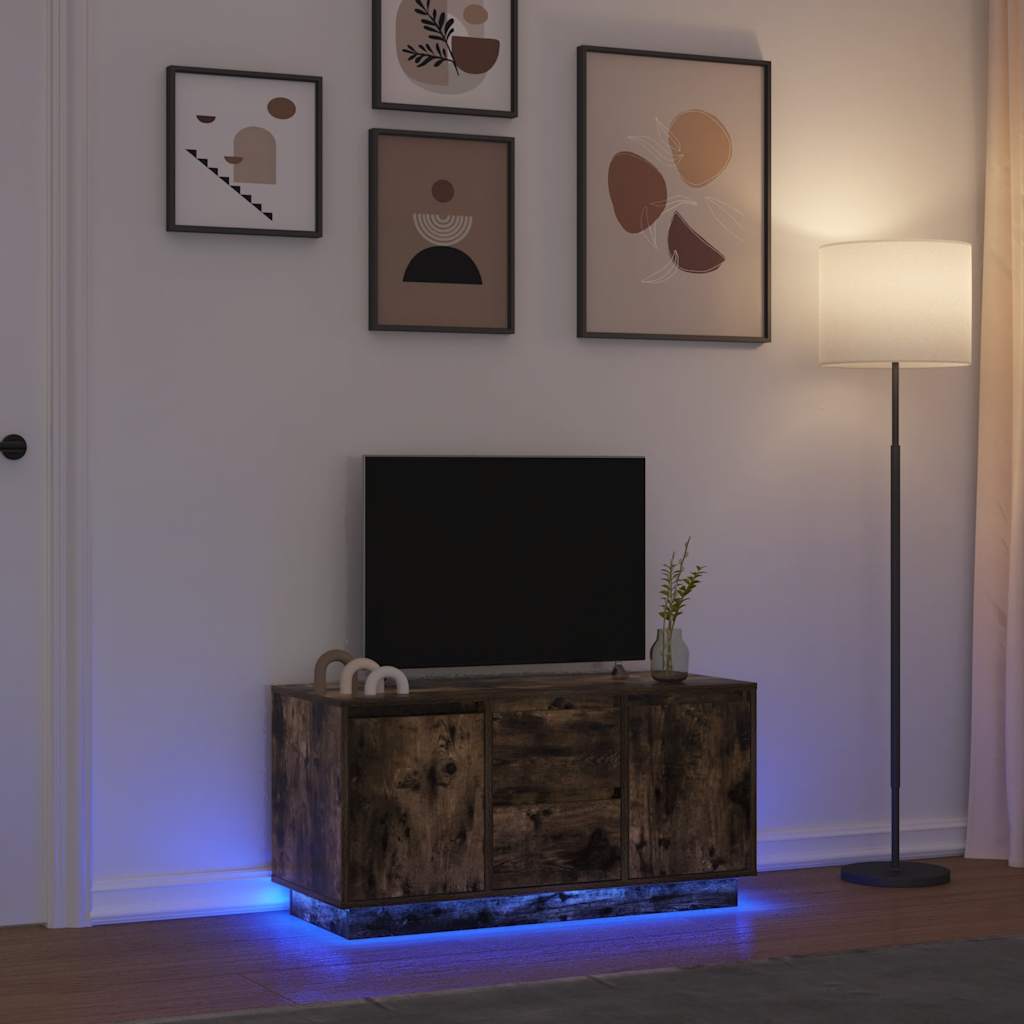 TV spintelė su LED apšvietimu, dūminio ąžuolo, 100x41x50 cm