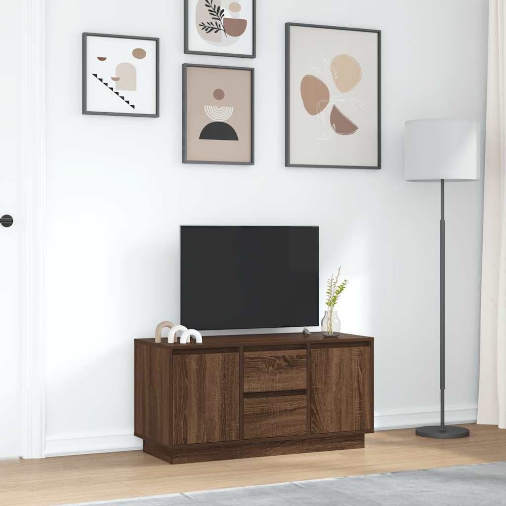 TV cabinet with LED, brown oak, 100x41x50 cm