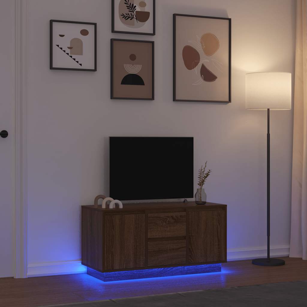 TV cabinet with LED, brown oak, 100x41x50 cm