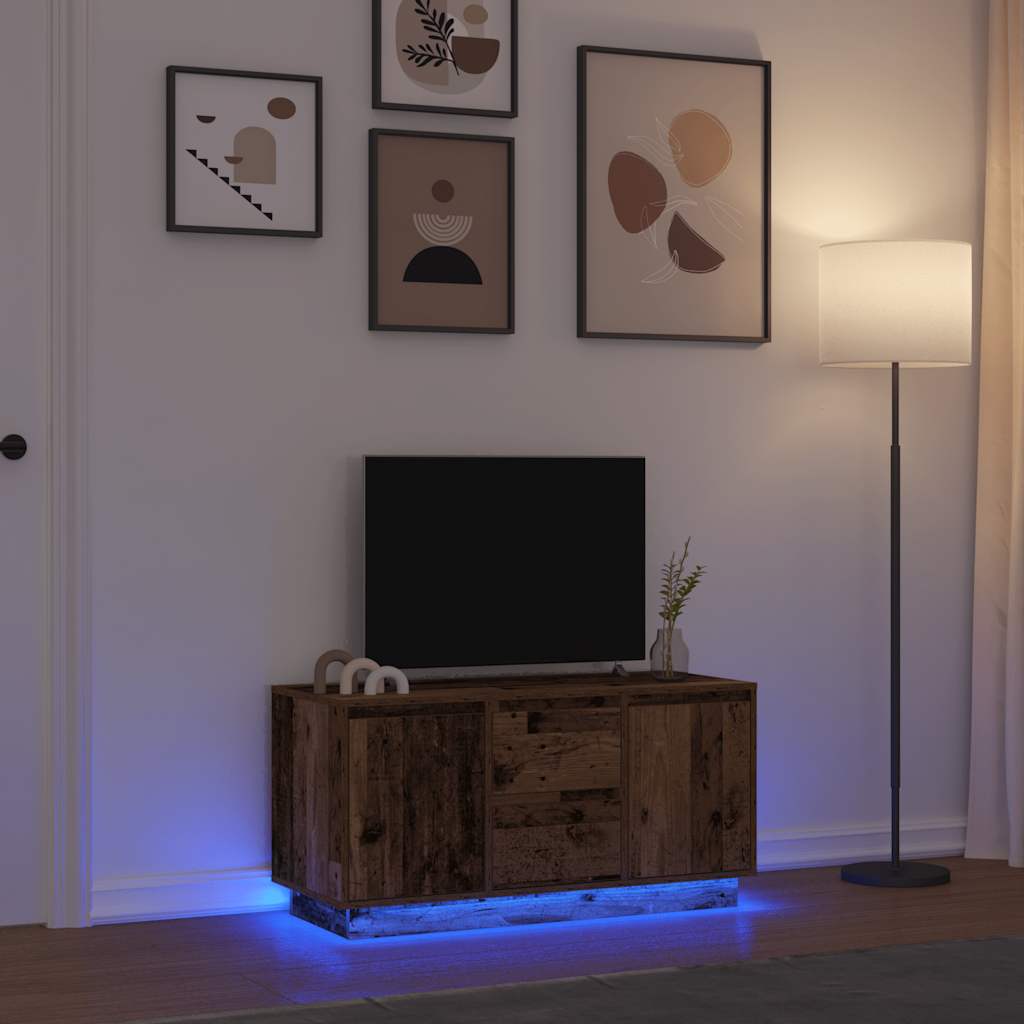 TV skapītis ar LED apgaismojumu, koka, 100x41x50 cm