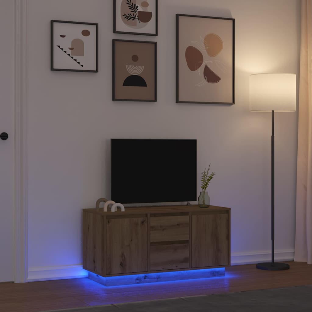 TV cabinet with LED, artisan, 100x41x50 cm