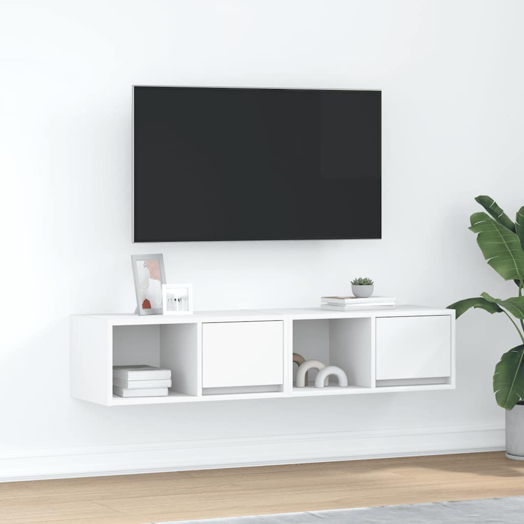 Televizoriaus spintelės, 2vnt., baltos, 60x31x25,5 cm, mediena