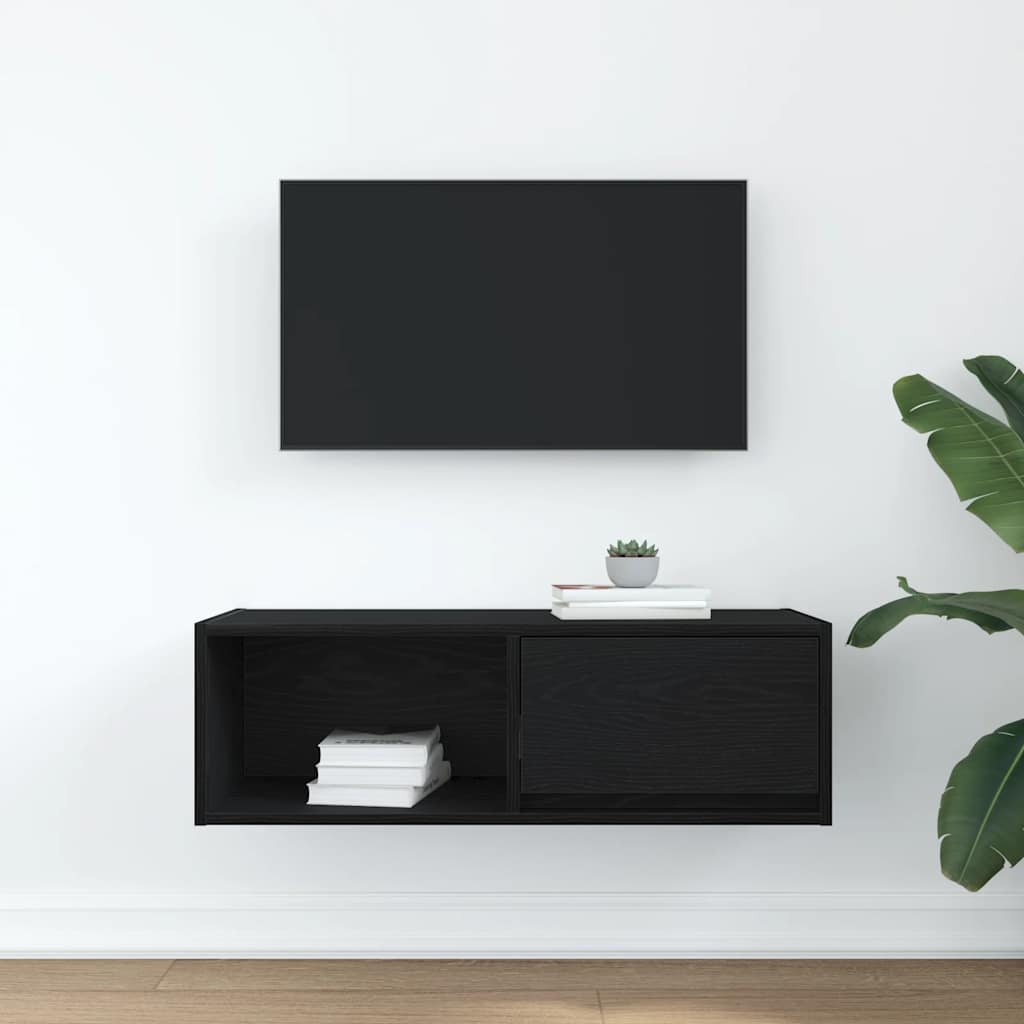 TV skapītis, melns ozols, 80x31x25,5 cm, koks