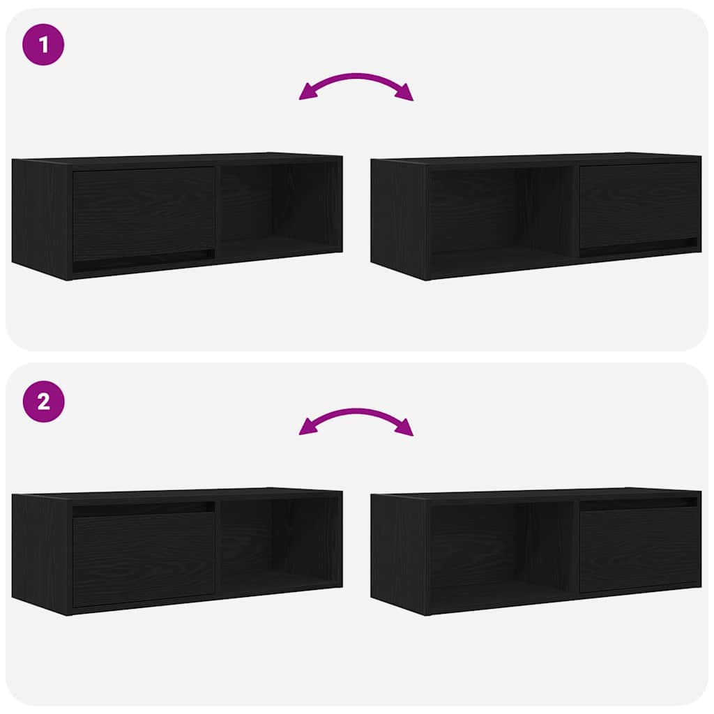TV skapītis, melns ozols, 80x31x25,5 cm, koks