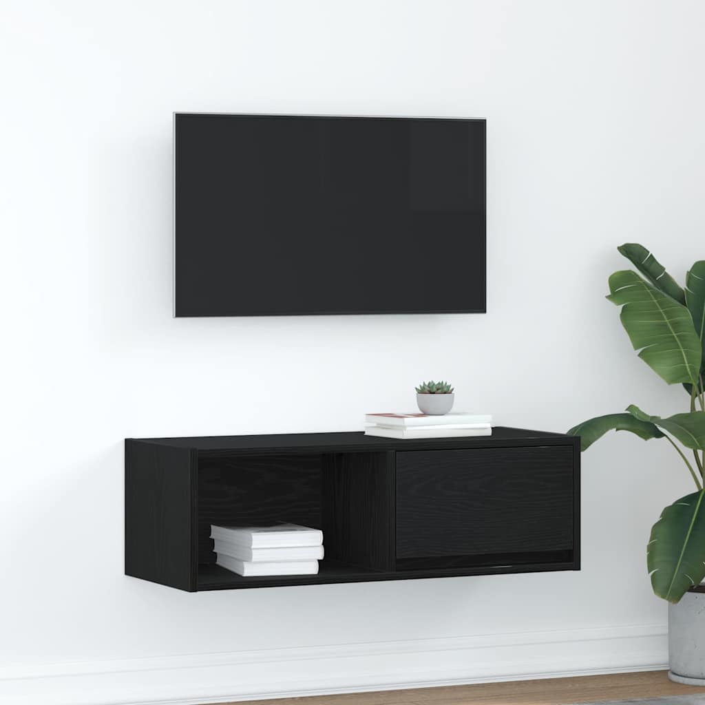 TV skapītis, melns ozols, 80x31x25,5 cm, koks