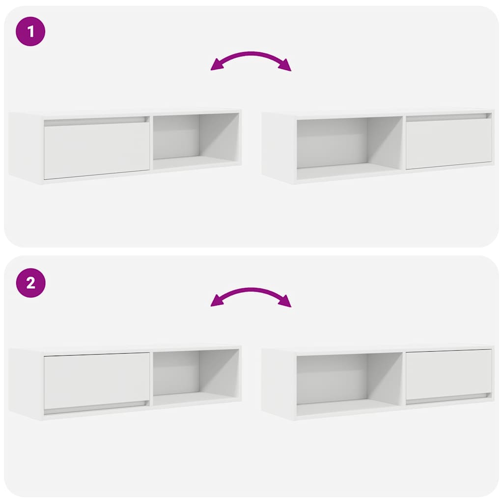 Televizoriaus spintelės, 2vnt., baltos, 100x31x25,5 cm, mediena