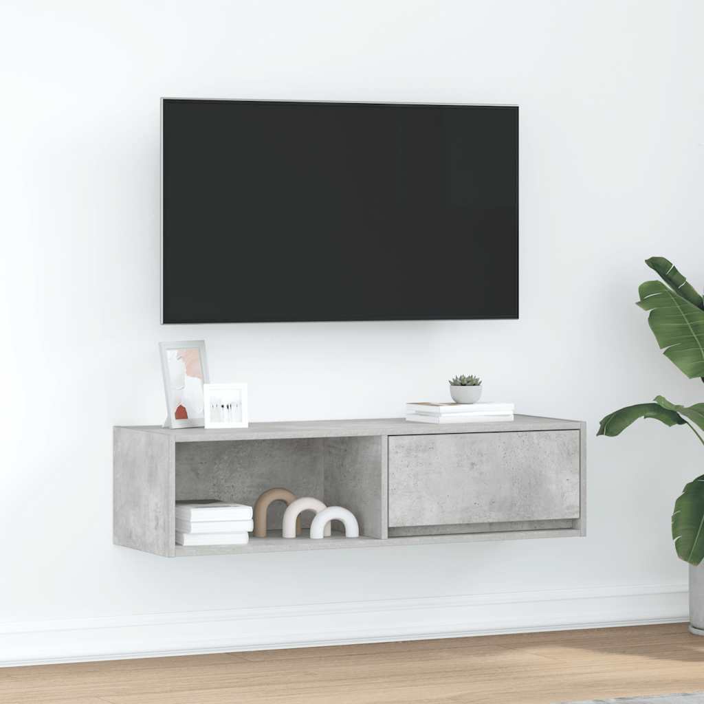 Televizoriaus spintelė, betono, 100x31x25,5cm, apdirbta mediena