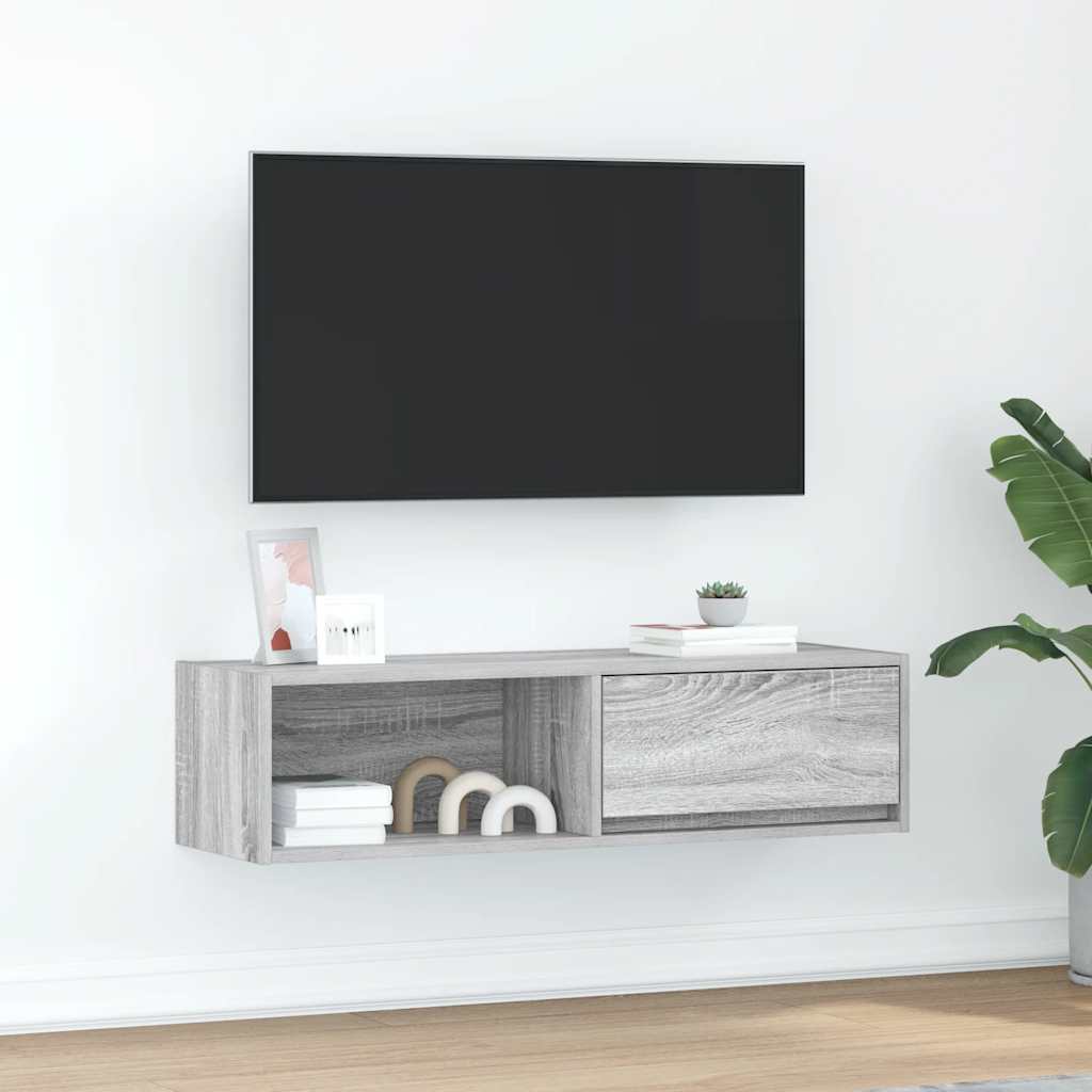Televizoriaus spintelė, pilka ąžuolo, 100x31x25,5 cm, mediena