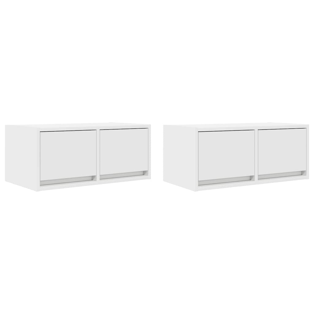 Televizoriaus spintelės, 2vnt., baltos, 60x31x25,5 cm, mediena