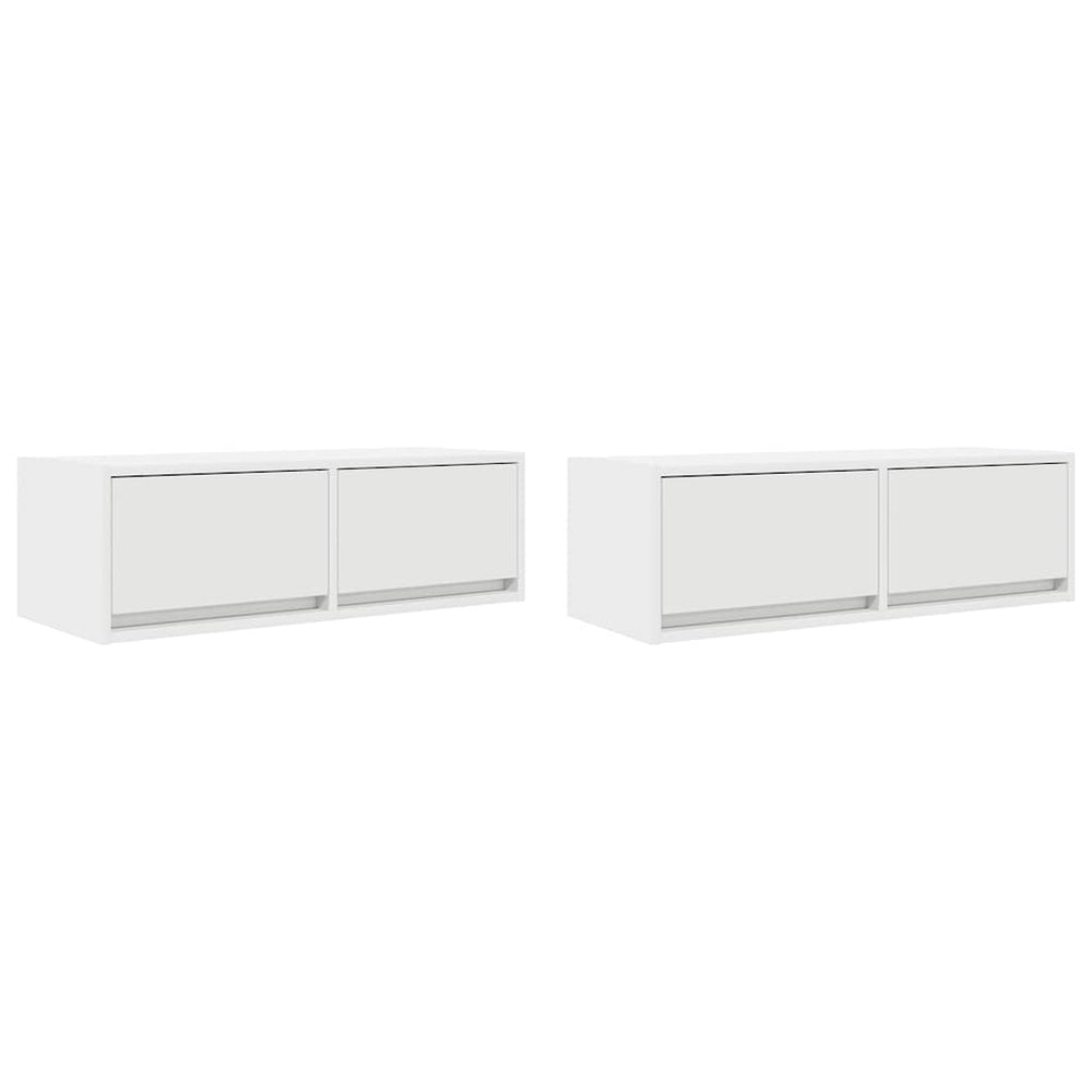 Televizoriaus spintelės, 2vnt., baltos, 80x31x25,5 cm, mediena