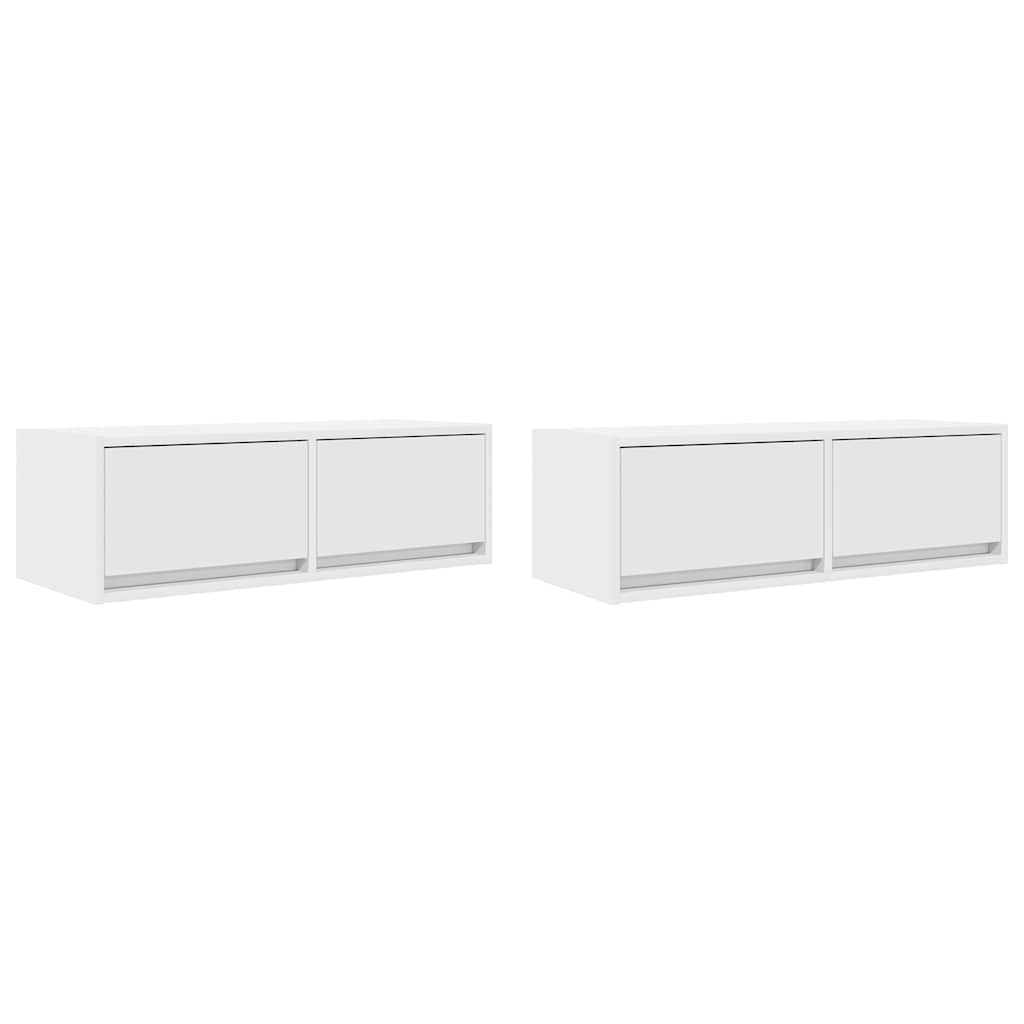 Televizoriaus spintelės, 2vnt., baltos, 80x31x25,5 cm, mediena