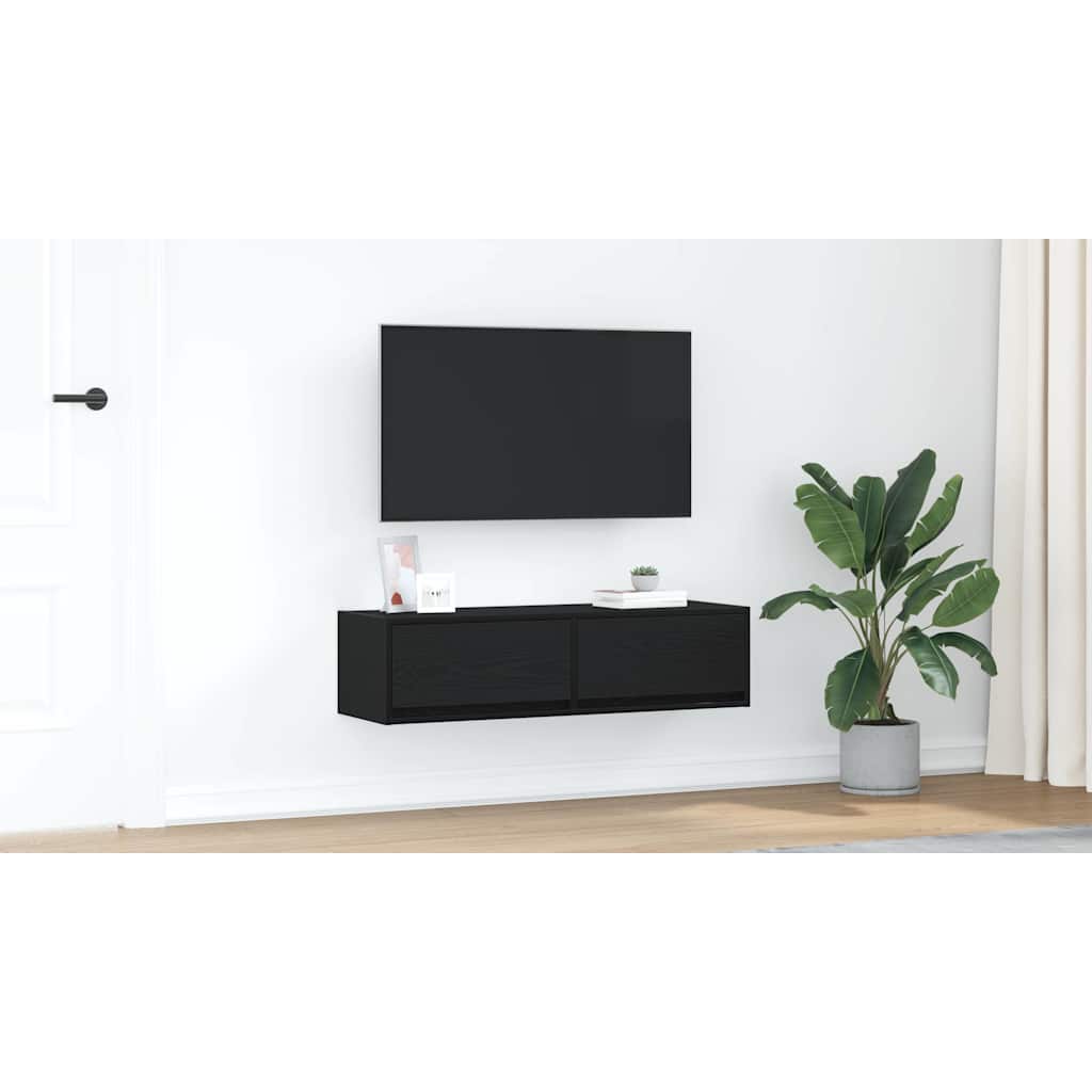 Televizoriaus spintelė juoda ąžuolo 100 x 31 x 25.5 cm