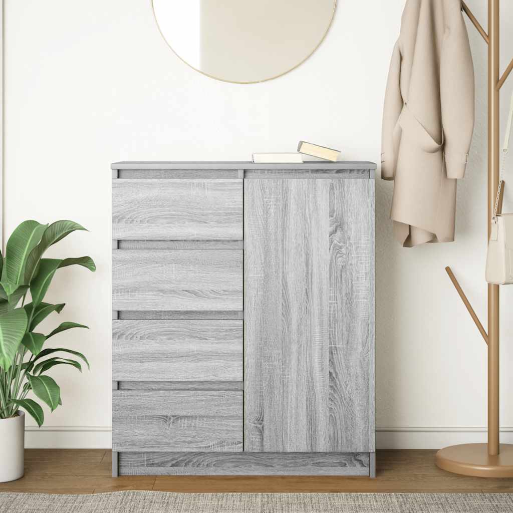 Side cabinet with drawers, gray oak, 71x35x84 cm wood