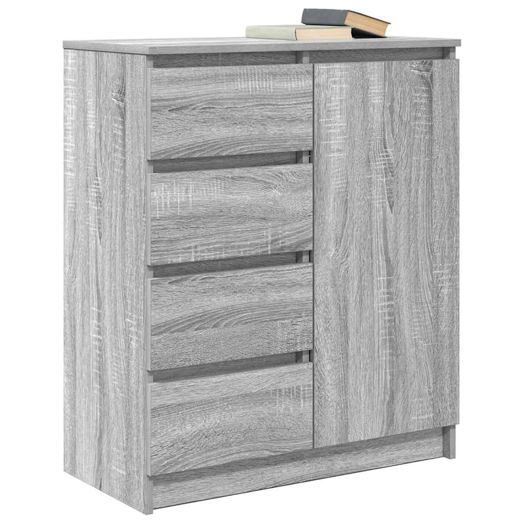 Side cabinet with drawers, gray oak, 71x35x84 cm wood