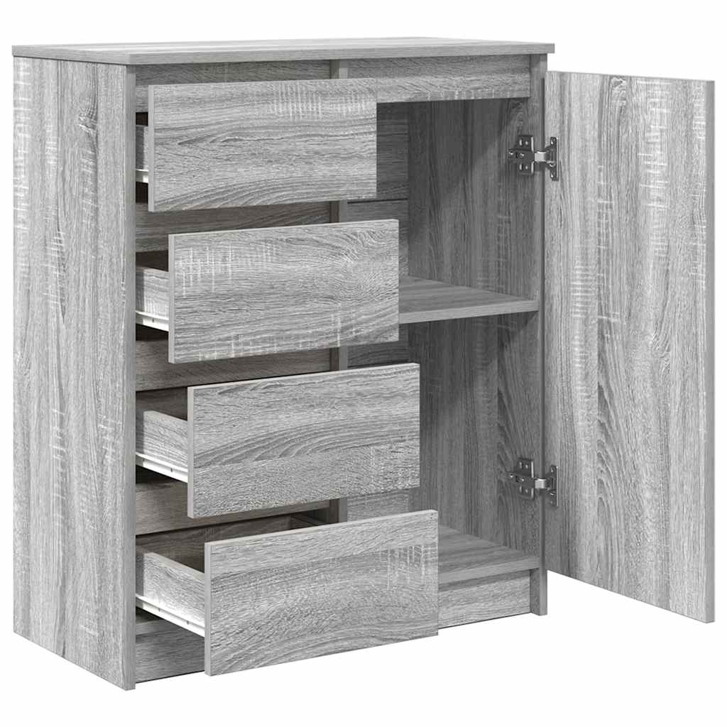 Side cabinet with drawers, gray oak, 71x35x84 cm wood