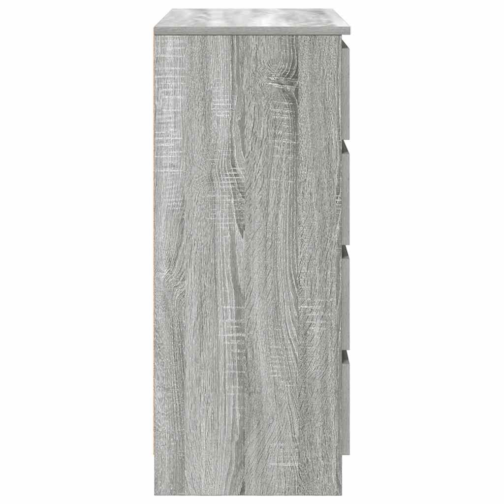 Side cabinet with drawers, gray oak, 71x35x84 cm wood