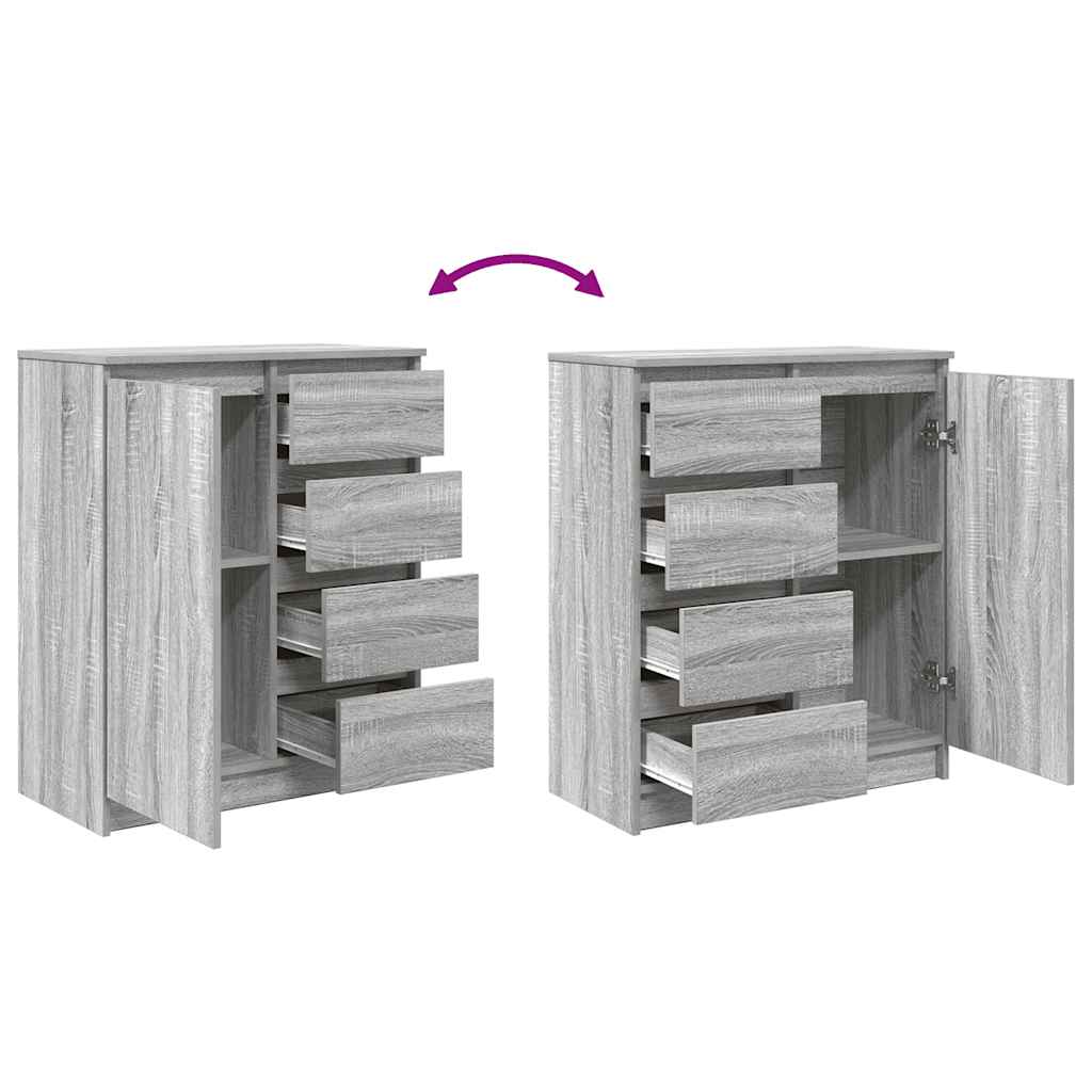 Side cabinet with drawers, gray oak, 71x35x84 cm wood