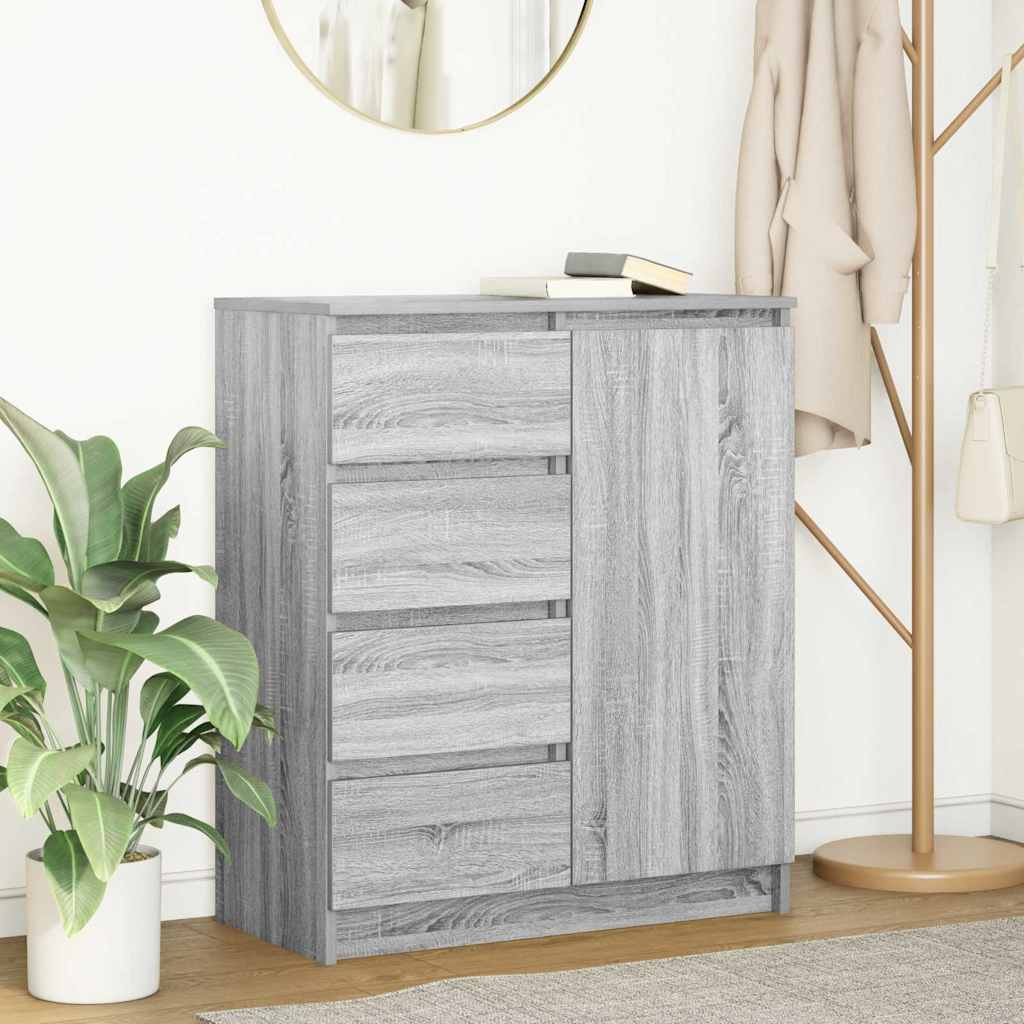 Side cabinet with drawers, gray oak, 71x35x84 cm wood