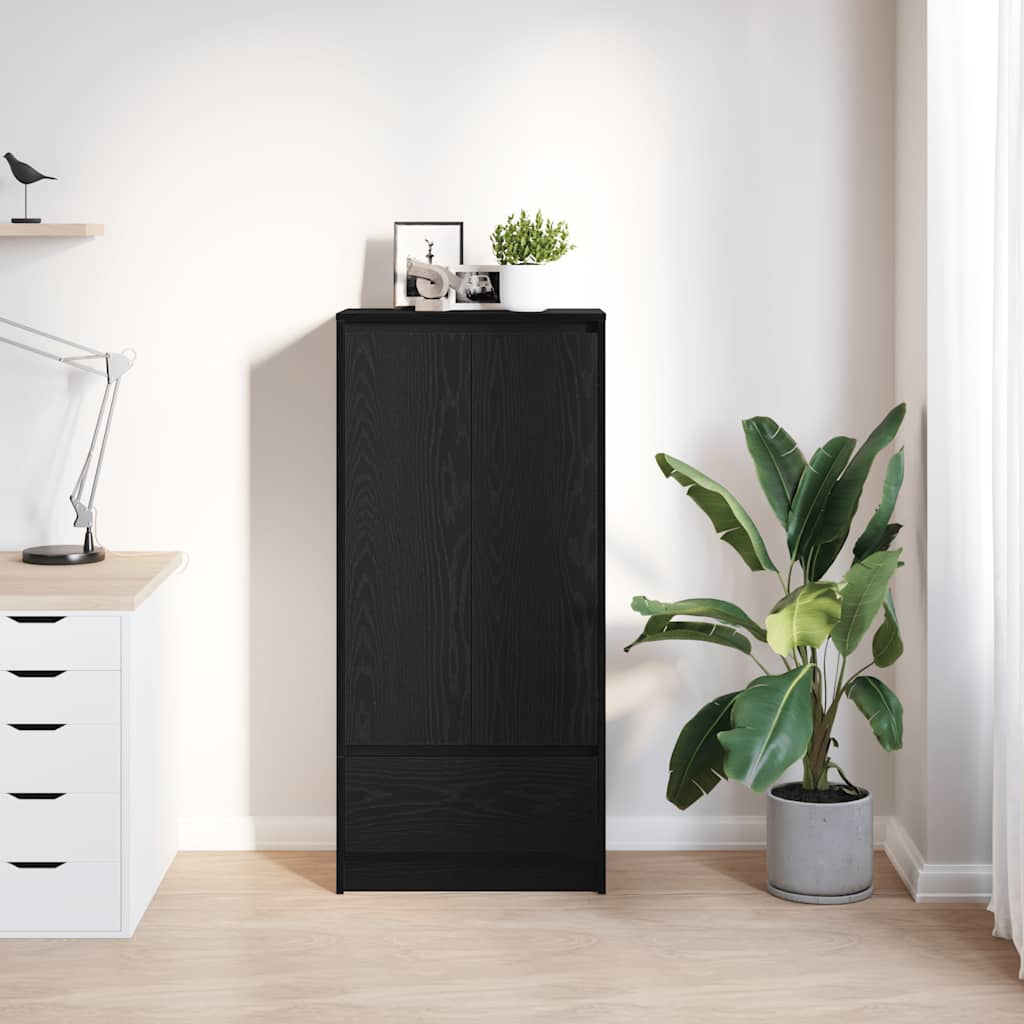 Cabinet with drawer, black oak 55.5x34x119.5 cm, wood