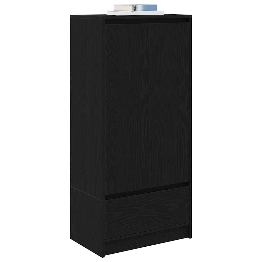 Cabinet with drawer, black oak 55.5x34x119.5 cm, wood
