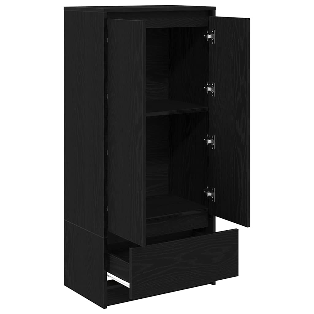 Cabinet with drawer, black oak 55.5x34x119.5 cm, wood
