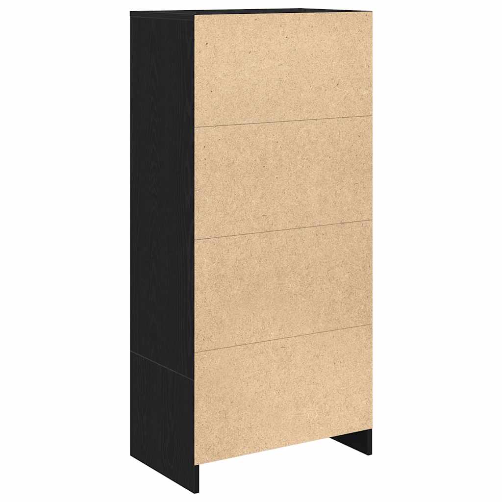 Cabinet with drawer, black oak 55.5x34x119.5 cm, wood