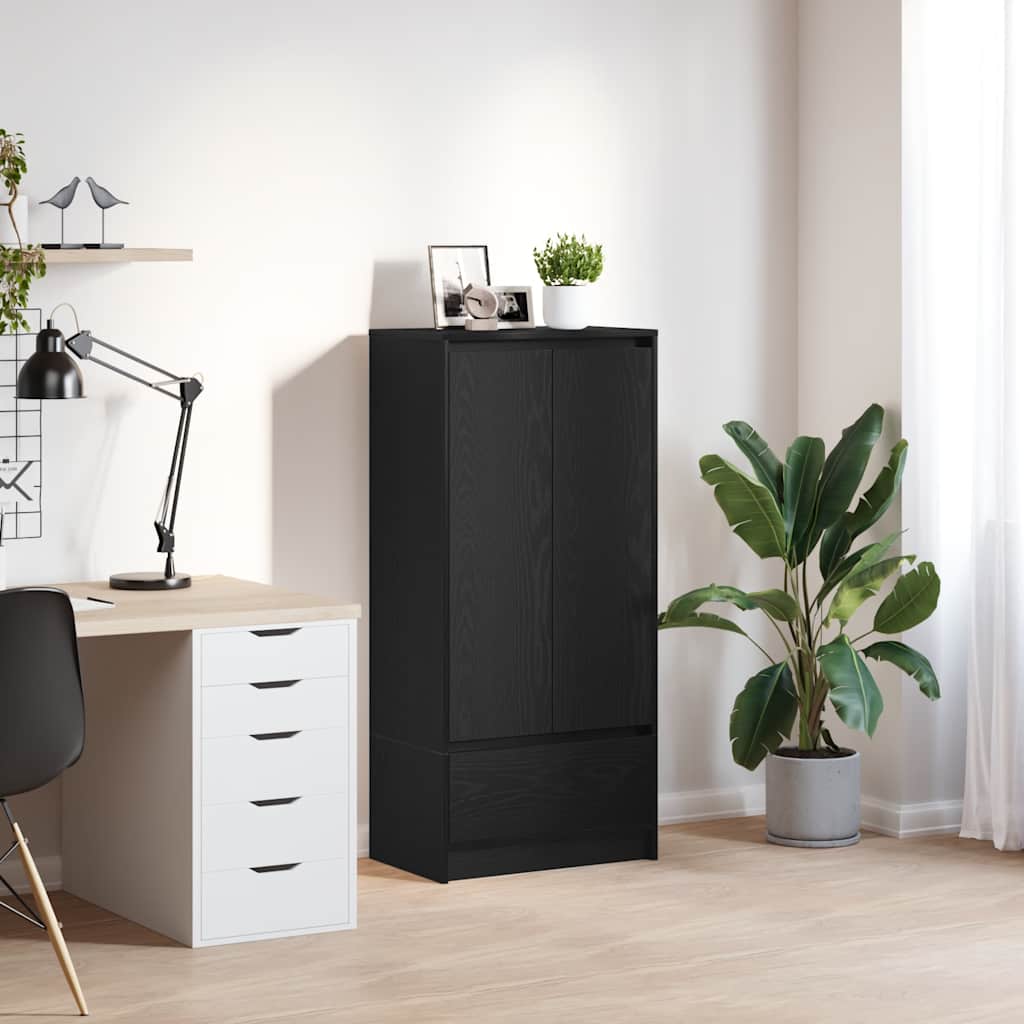 Cabinet with drawer, black oak 55.5x34x119.5 cm, wood