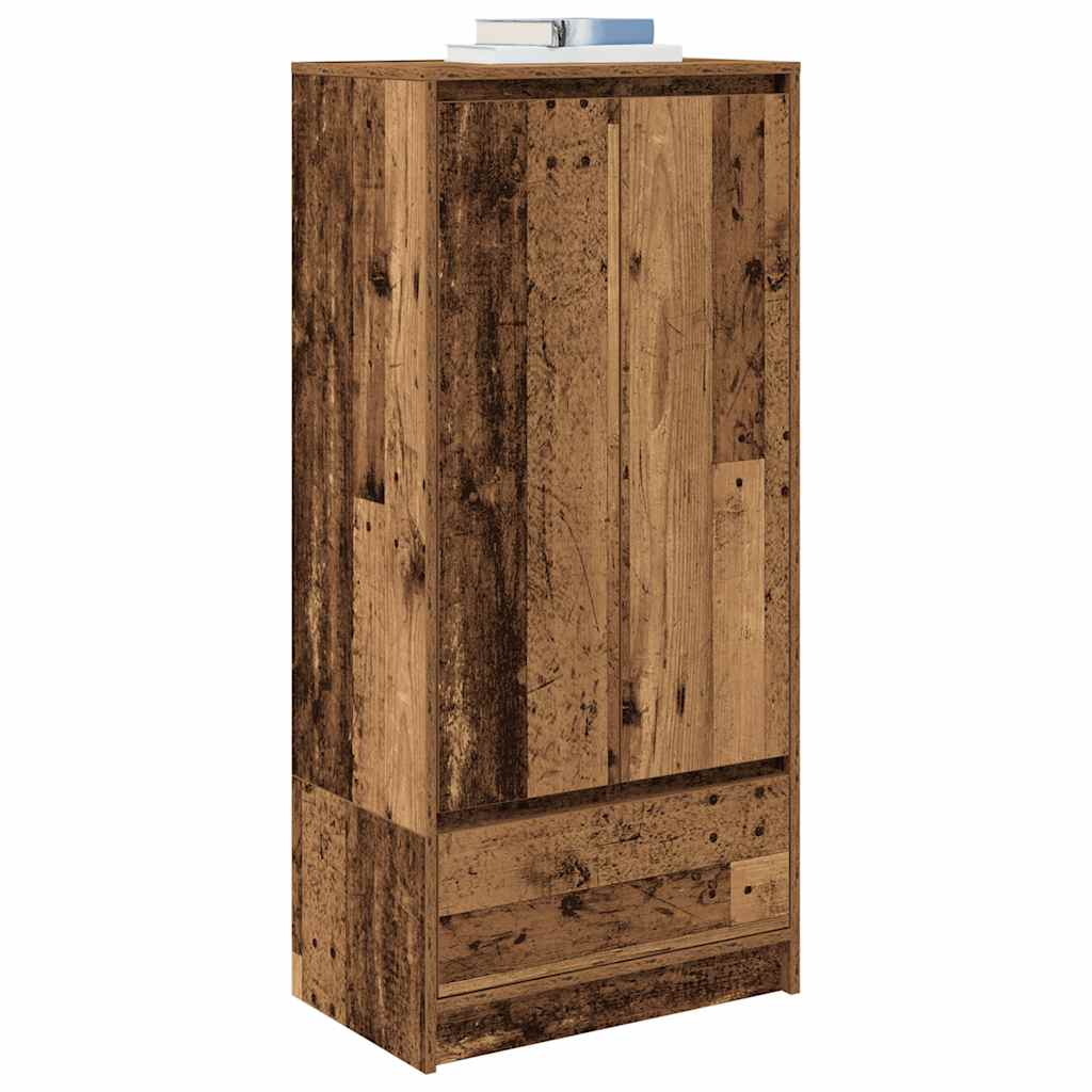 Spintelė su 2 stalčiais, sena mediena 55,5x34x119,5 cm, mediena