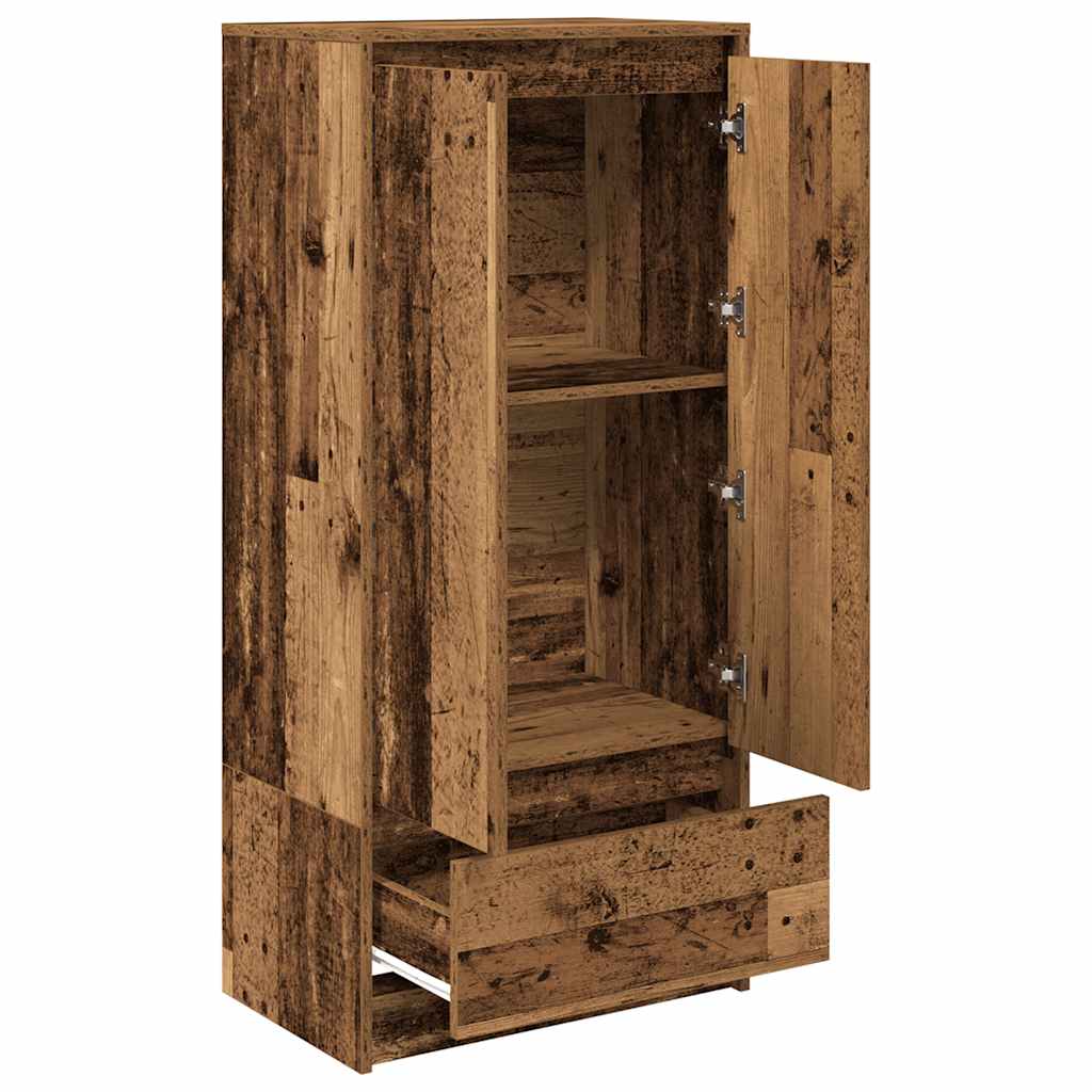 Spintelė su 2 stalčiais, sena mediena 55,5x34x119,5 cm, mediena