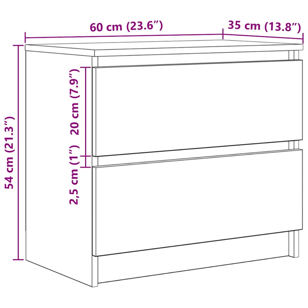 TV stand, white, 60x35x54 cm, engineered wood