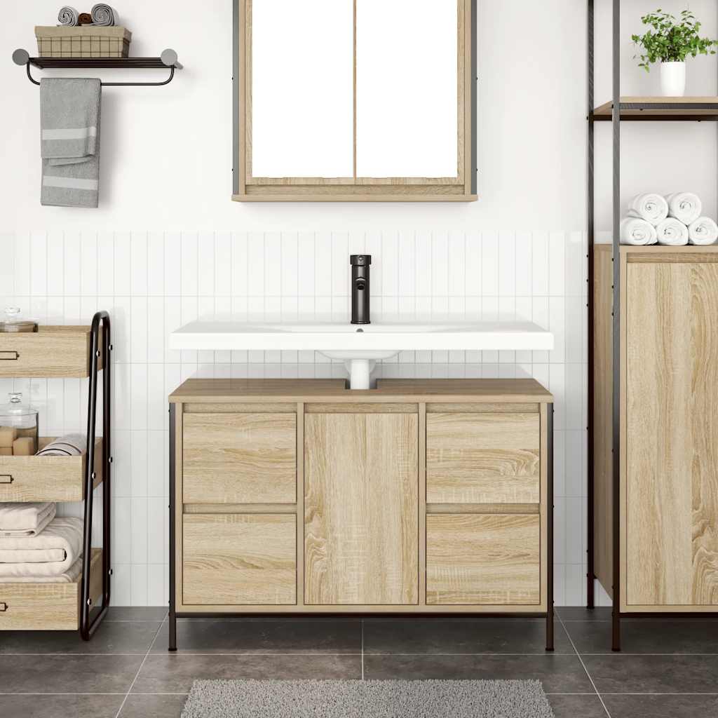 Bathroom cabinet with drawers sonoma oak 90x34.5x60 cm