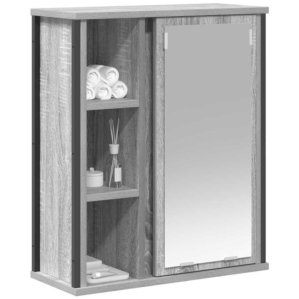 Pelēka sonomas vannas istabas sienas skapītis ar spoguli 50x21x60 cm