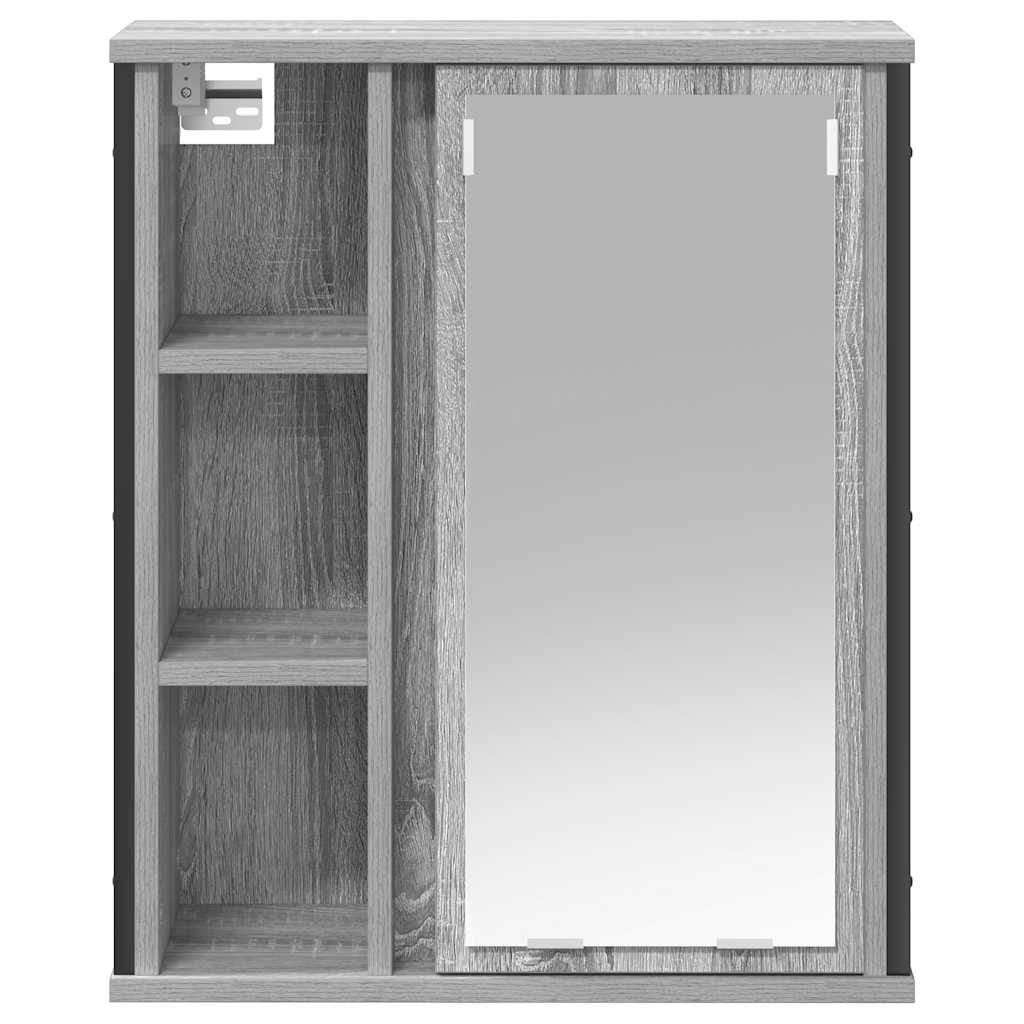 Pelēka sonomas vannas istabas sienas skapītis ar spoguli 50x21x60 cm