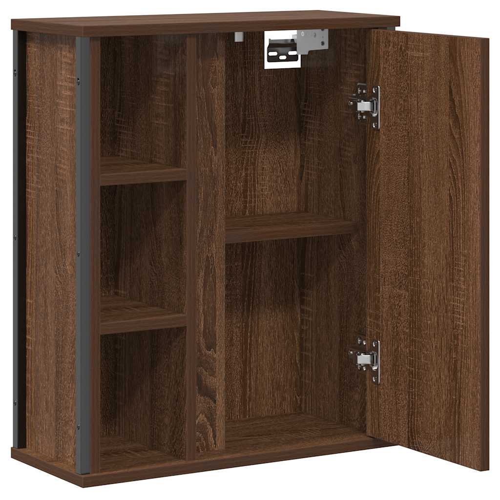 Wall-mounted bathroom cabinet with mirror brown oak 50x21x60 cm