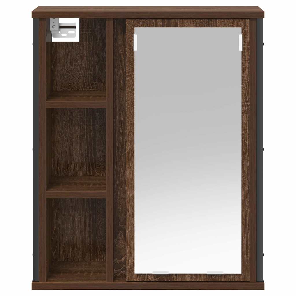 Wall-mounted bathroom cabinet with mirror brown oak 50x21x60 cm