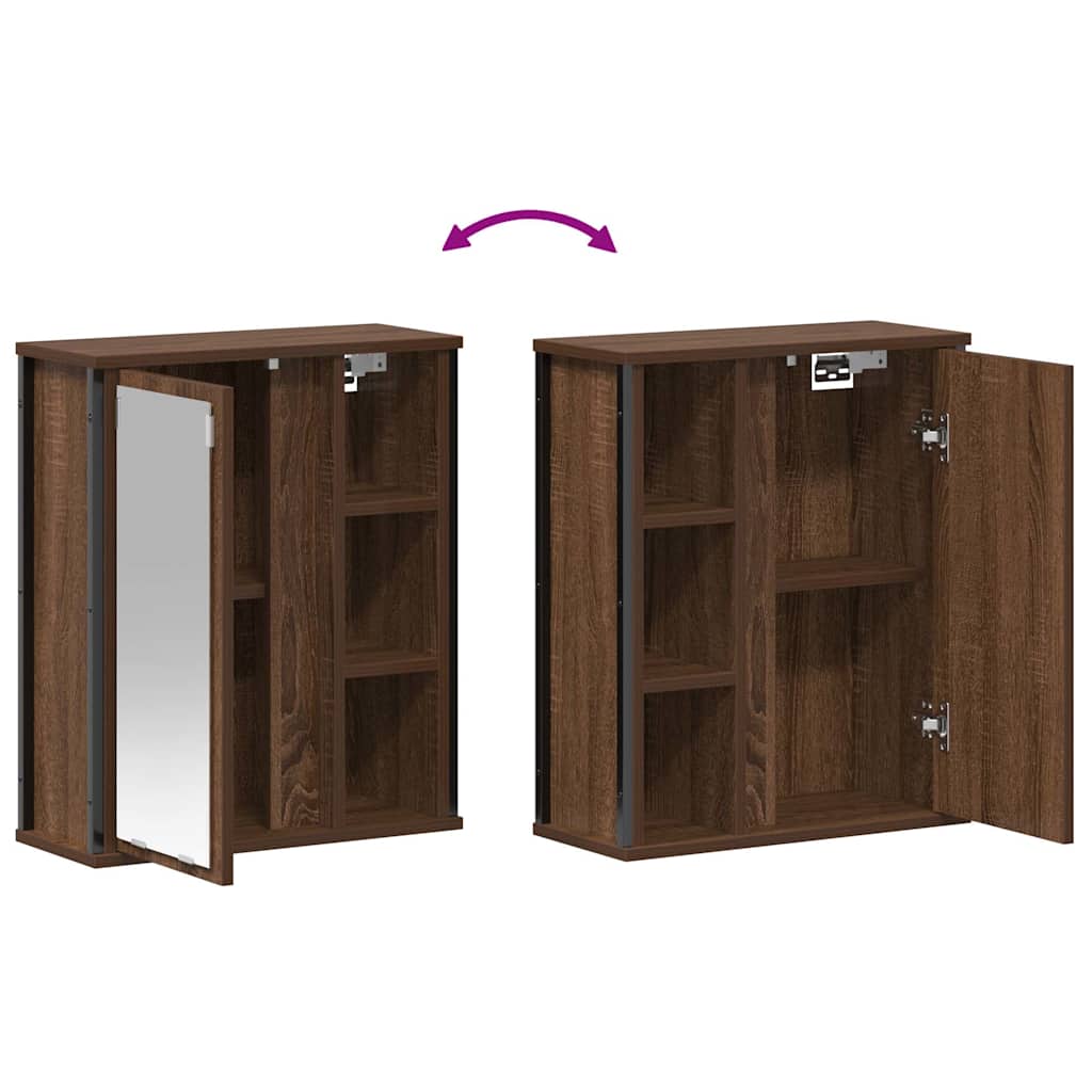 Wall-mounted bathroom cabinet with mirror brown oak 50x21x60 cm