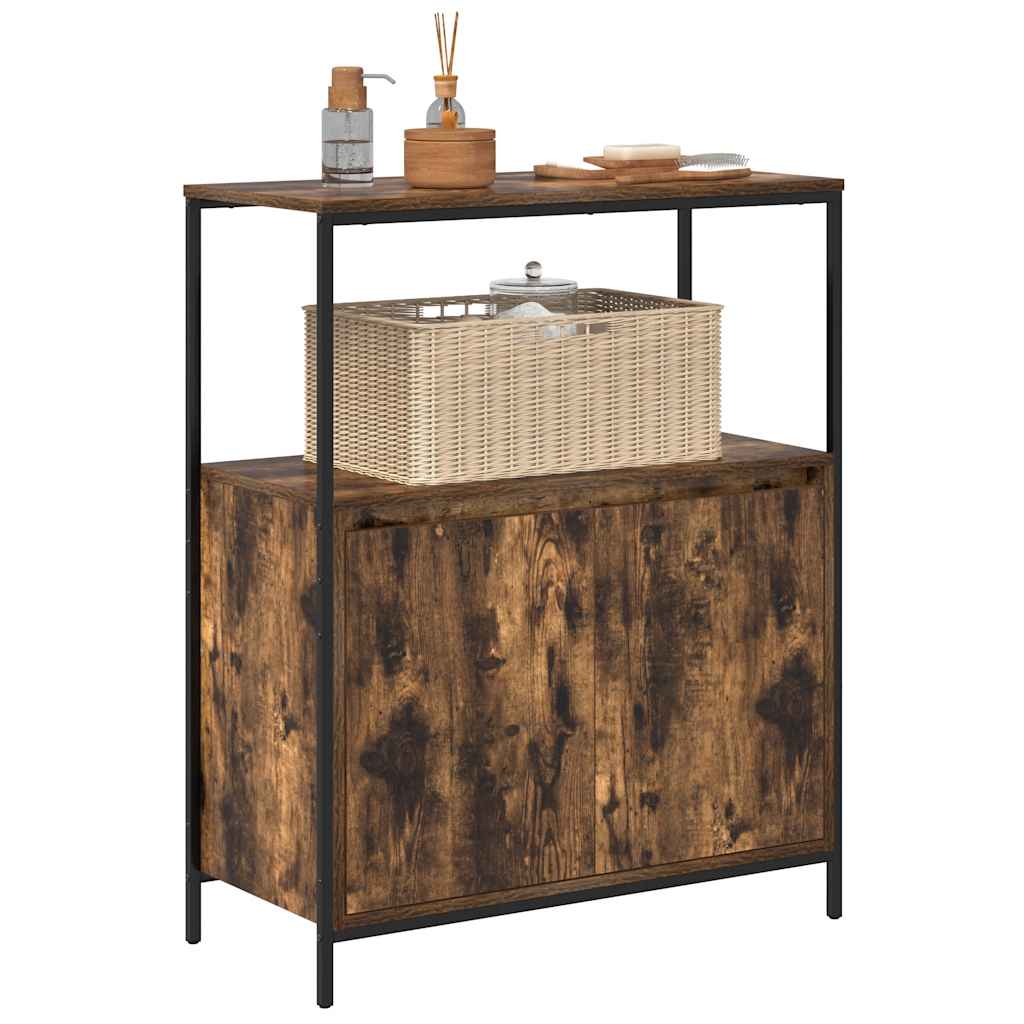 Bathroom cabinet with shelves smoked oak 76.5x35x95 cm
