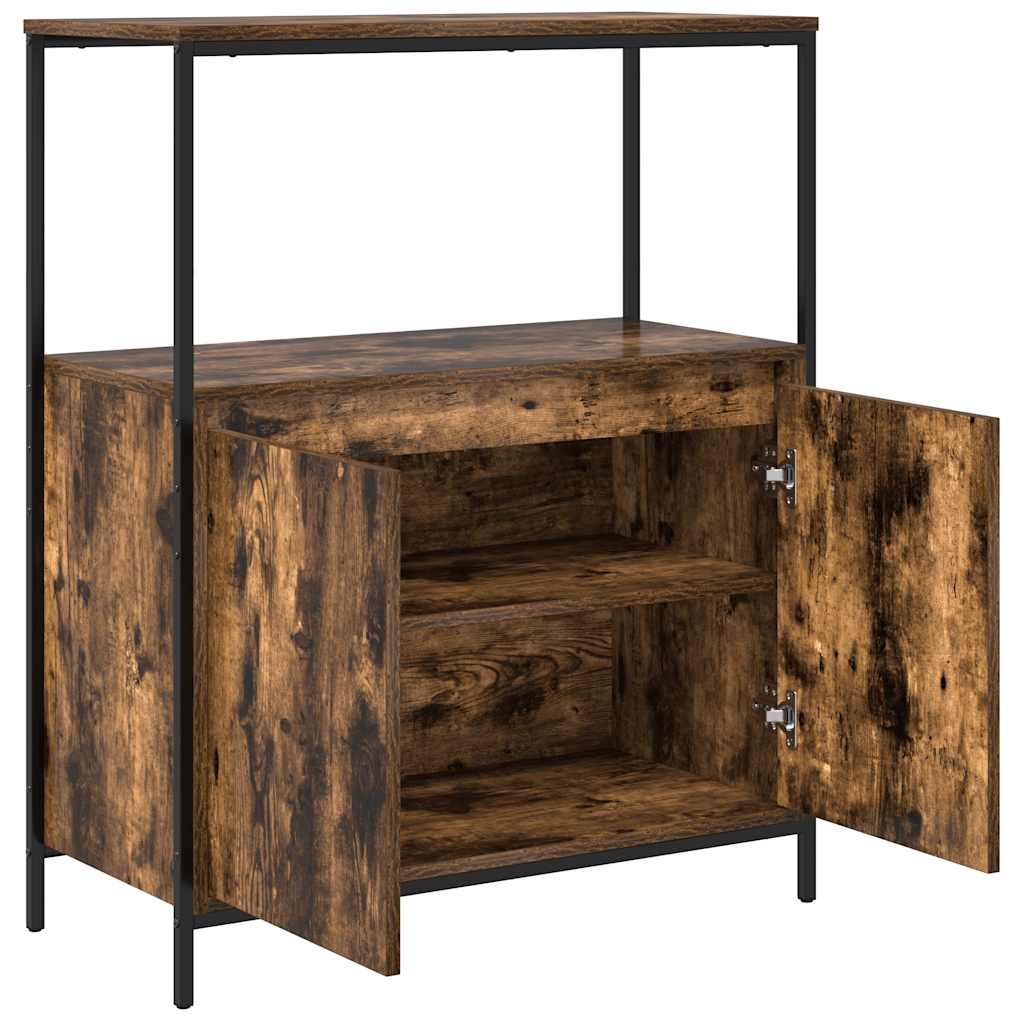 Bathroom cabinet with shelves smoked oak 76.5x35x95 cm