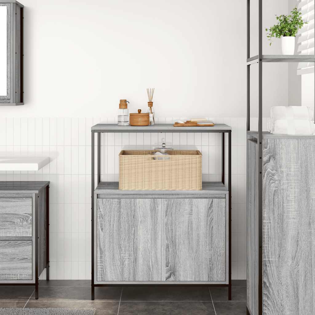 Bathroom cabinet with shelves grey Sonoma 76.5x35x95 cm