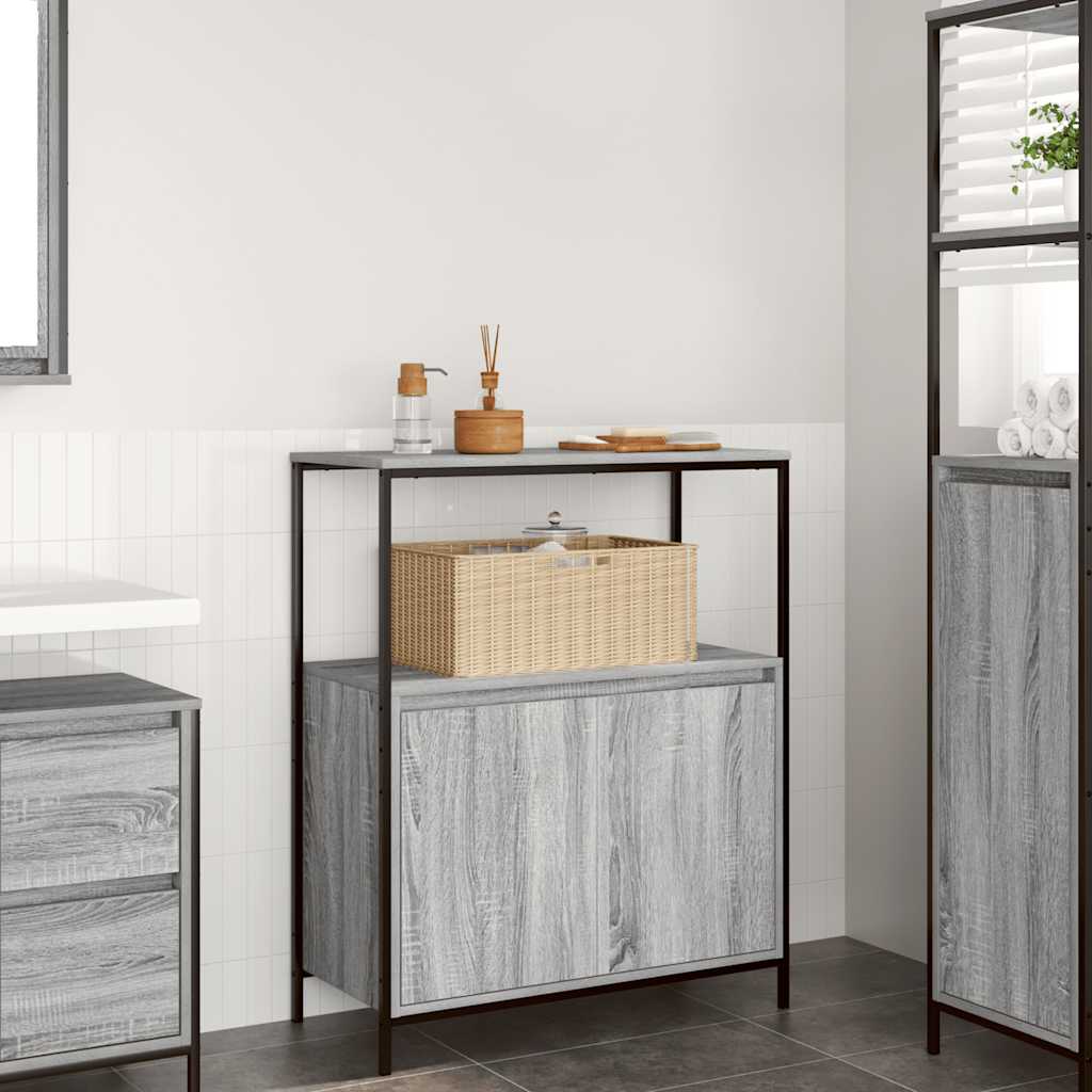 Bathroom cabinet with shelves grey Sonoma 76.5x35x95 cm
