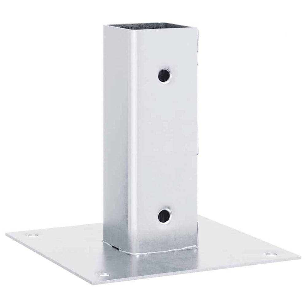 Stulpų pagrindai, 4 vnt., kvadratiniai, sidabro spalvos, 46x46 mm, cinkuotas plienas