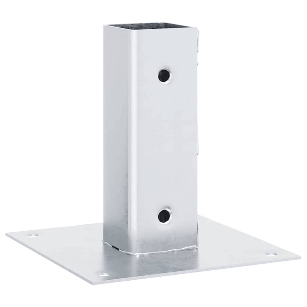 Stulpų pagrindai, 4 vnt., kvadratiniai, sidabro spalvos, 46x46 mm, cinkuotas plienas