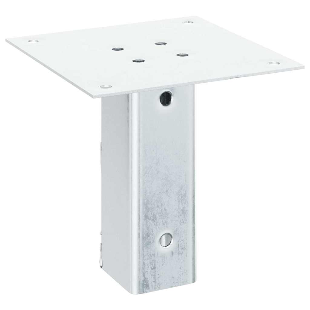 Stulpų pagrindai, 4 vnt., kvadratiniai, sidabro spalvos, 46x46 mm, cinkuotas plienas