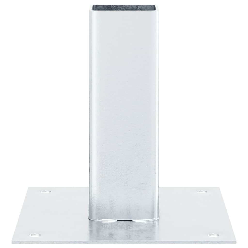 Stulpų pagrindai, 4 vnt., kvadratiniai, sidabro spalvos, 46x46 mm, cinkuotas plienas