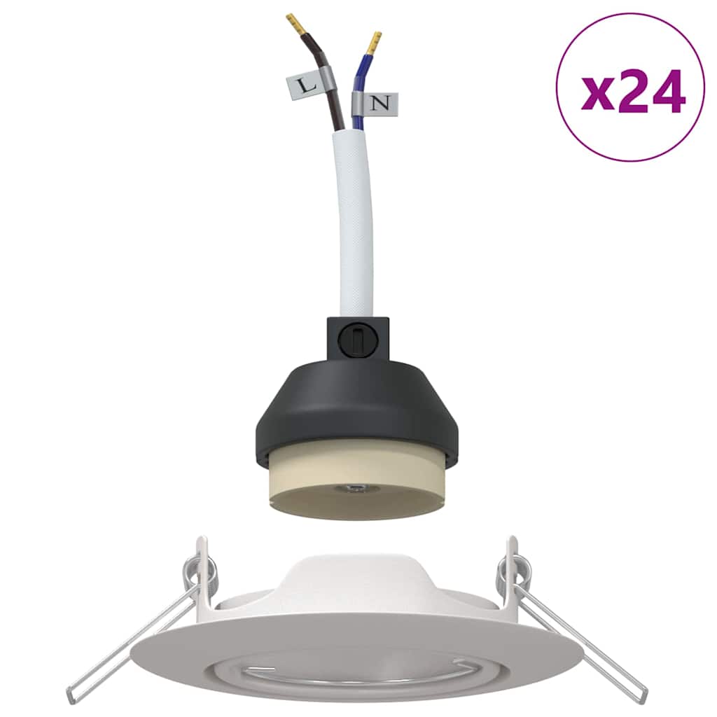 Įmontuojamos LED Šviesos 24 vnt Apvalios GU10 Baltos Ø90 mm Plieno