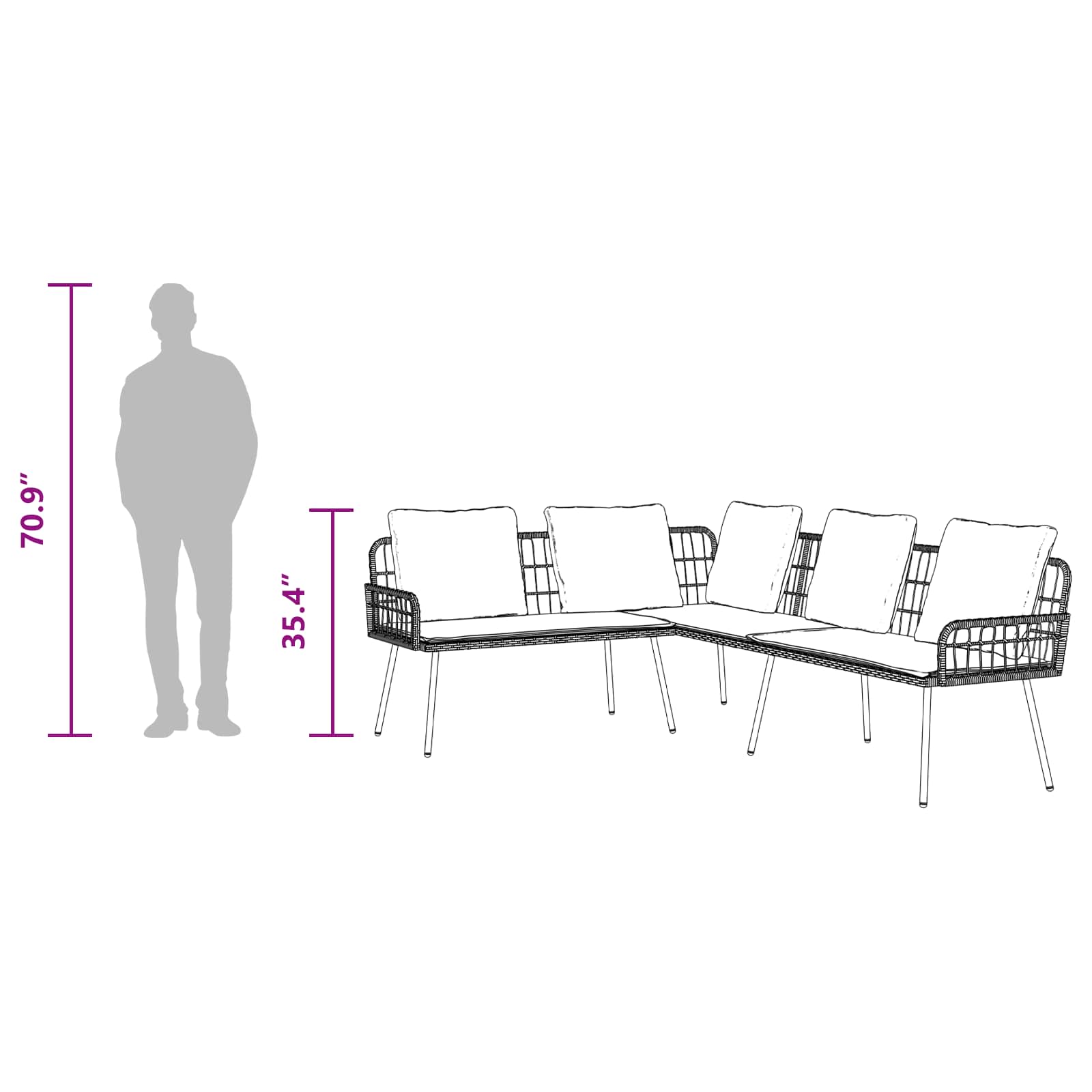 Sofa su pagalve Pilka 61.5 x 123 x 82cm metalas